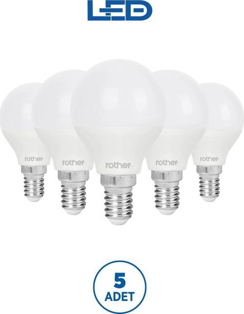 RTL09221-5 Rother G45 LED Ampul 6W E14 470 Lümen 3000K Sarı Işık Enerji Tasarruflu Ampul 5 Adet