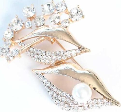 Zirkon Taşlı Metal Broş