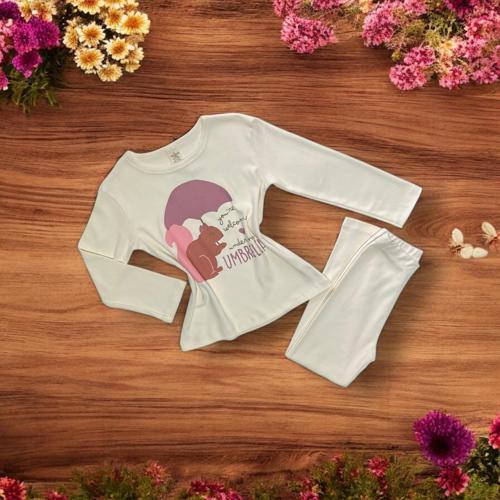 ŞEMSİYELİ PİJAMA TAKIM Ekru