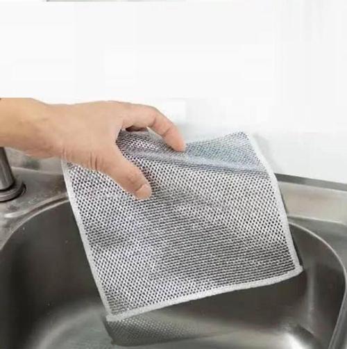 5 Adet Çift Katlı Zor Kir Bezi, Inox Telli Bulaşık Bezi, Mutfak Banyo Bezi. 5Adet