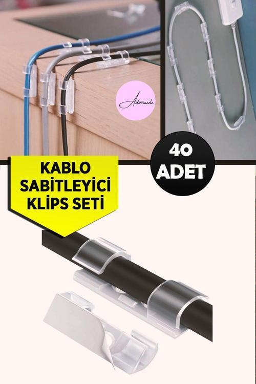 Kablo Sabitleyici Klipsler 20 Adet Kablo Düzenleyici Duvar Fayans Cam Kablo Tutucu Yapışkanlı Klips