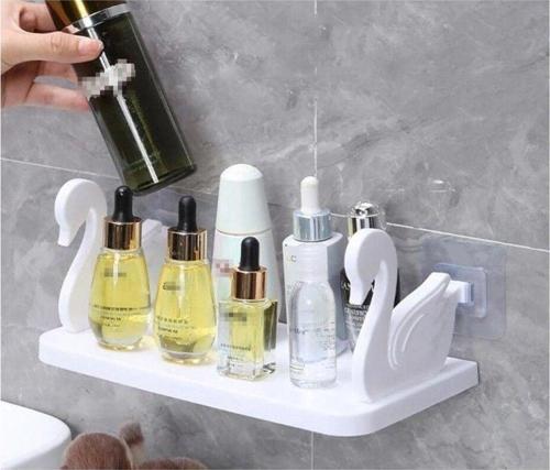 Kuğu Model Kendinden Yapışkanlı Craft Banyo Rafı Tarz Baharatlık Rafı Organizer Düzenleyici 1 Adet