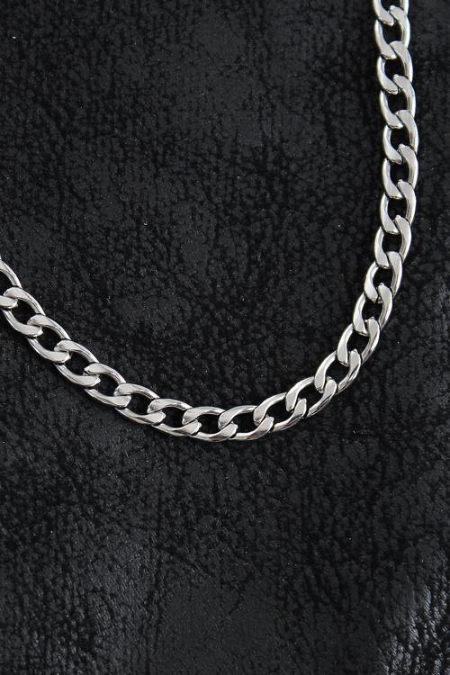 Bakımlı Erkek için Silver Çelik Kalın Klasik Zincir Stil Kolye