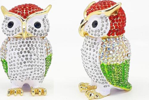 (SWARSKYBYKS857) 2Li Swaroski Taşlı Metal Baykuş Mücevher Kutusu