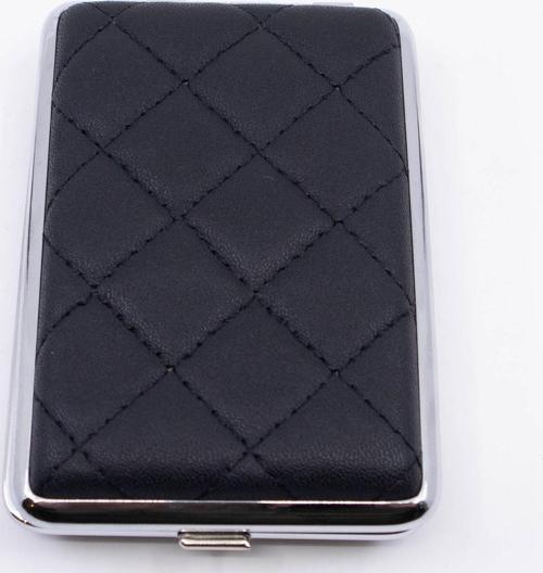 Kapitone İşleme Deri Kaplama Slim Tabaka - Siyah