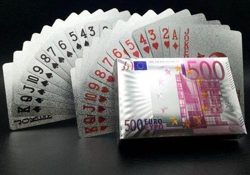 Euro Baskılı İskambil Oyun Kartları Gümüş Renk