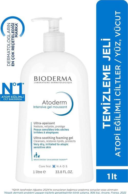 Atoderm Intensive Foaming Gel Çok Kuru Atopi Eğilimli Cilt Onarıcı Temizleme Jeli Niasinamid 1 L