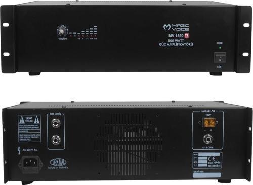 Magicvoice MV-1550 500 Watt 4-8 Ohm 100 Volt 19 Rack Hat Trafolu Power Anfi