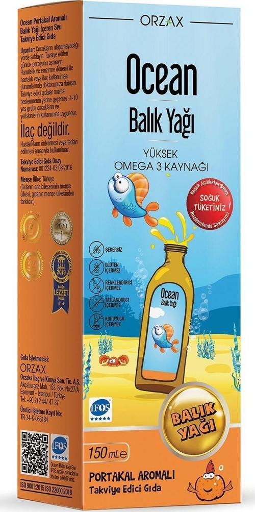 Orzax Omega3 Balık Yağı Şurubu Portakal Aromalı 150ml