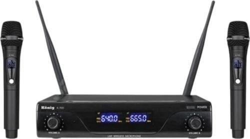 König K-700 Y-Y Profesyonel 663-694Mhz 2 Yaka 2 Kanal Uhf 2X50 Kablosuz Telsiz Mikrofon