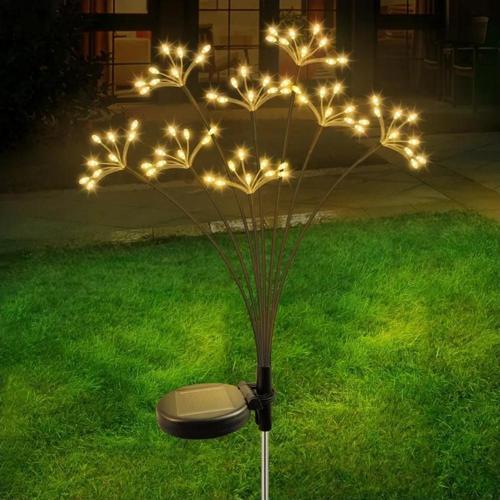 GÜNEŞ ENERJİLİ 80 LED SARI RENK YILDIZ PATLAMASI LED BAHÇE AYDINLATMA SOLAR BAHÇE SÜSÜ SGE1004