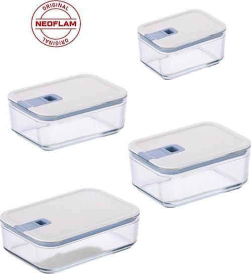 Perfect Seal Dikdörtgen Cam Saklama Kabı Seti 4 Parça