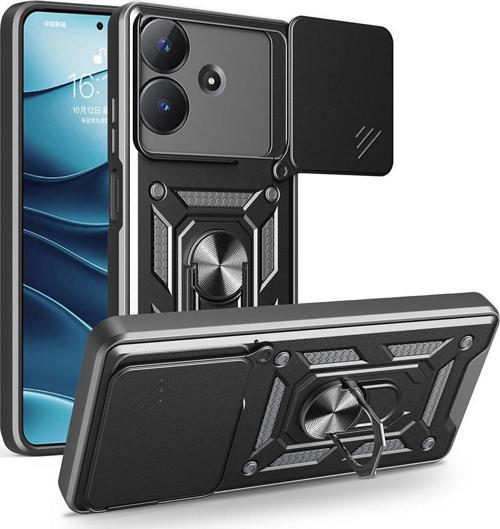 Realme Note 60 Uyumlu Kamera Koruma Sürgülü Standlı Tank Kılıf