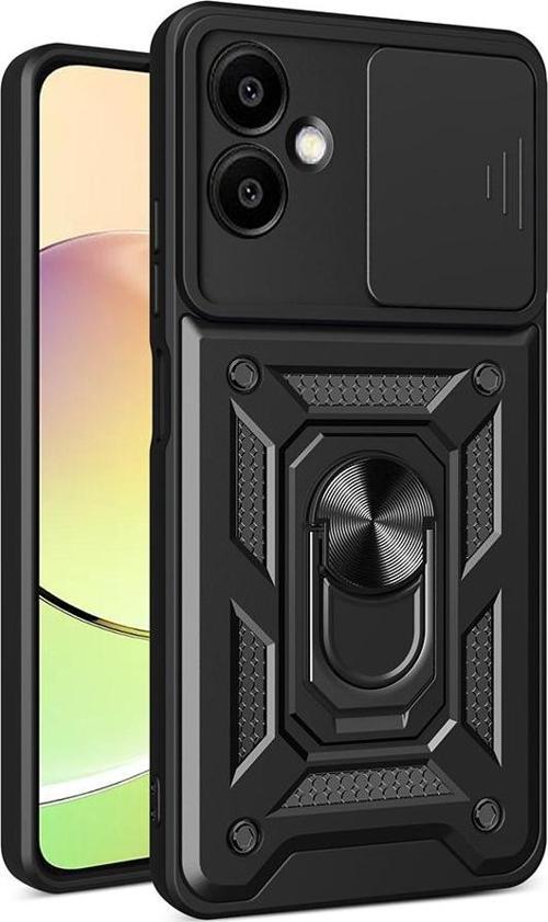 Samsung Galaxy A06 Uyumlu Kamera Koruma Sürgülü Standlı Tank Kılıf