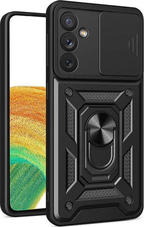 Samsung Galaxy A14 Uyumlu Kamera Koruma Sürgülü Standlı Tank Kılıf