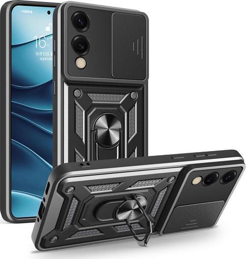 Samsung Galaxy S25 Edge Uyumlu Kamera Koruma Sürgülü Standlı Tank Kılıf