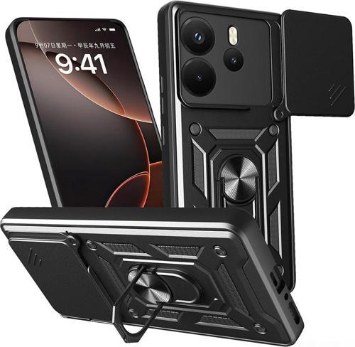 Xiaomi Note 14 4G Uyumlu Kamera Koruma Sürgülü Standlı Tank Kılıf