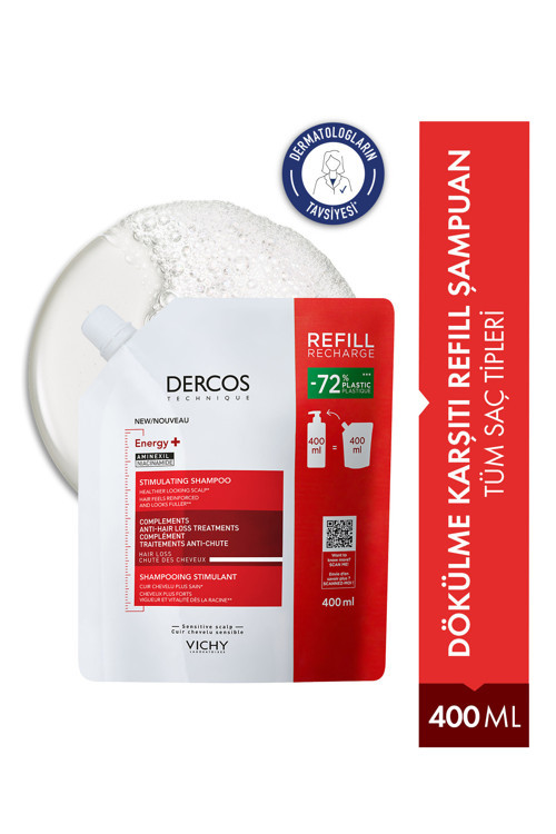 Dercos Energisant Niasinamid İçeren Koparak Saç Dökülmesine Karşı Etkili Şampuan Refill 400 ml