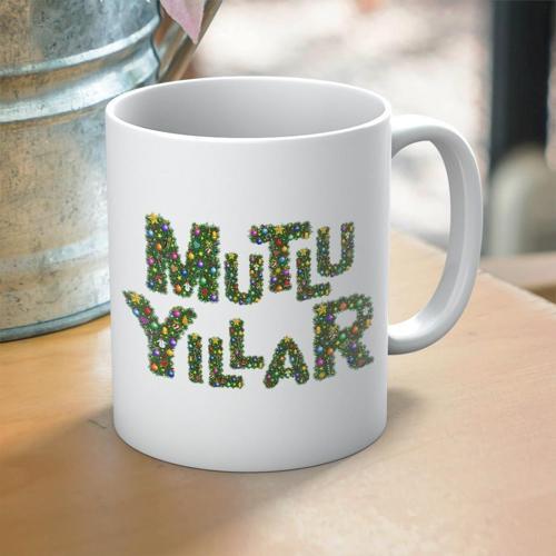 Mutlu Yıllar Yazılı Yılbaşına Özel Hediyelik Kupa Bardak 