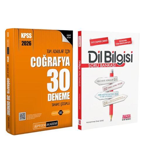 Pegem KPSS Coğrafya Deneme ve AKM Dil Bilgisi Soru Bankası Seti 2 Kitap