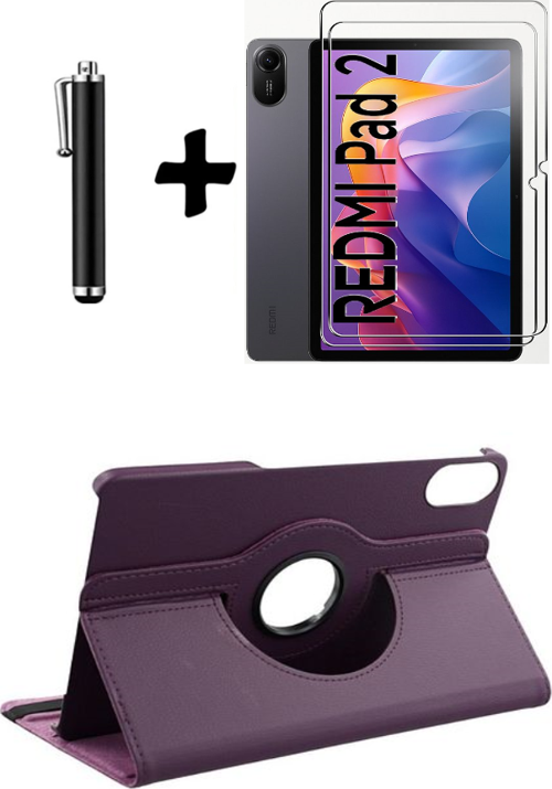 Xiaomi Redmi Pad 2 11 Inç 2025 360° Dönebilen Standlı Tablet Kılıfı Ekran Koruyucu ve Kalem Seti