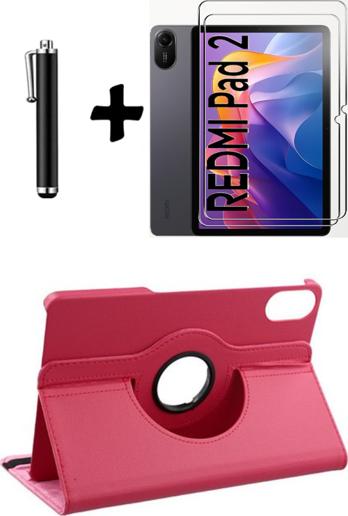 Xiaomi Redmi Pad 2 11 Inç 2025 360° Dönebilen Standlı Tablet Kılıfı Ekran Koruyucu ve Kalem Seti 