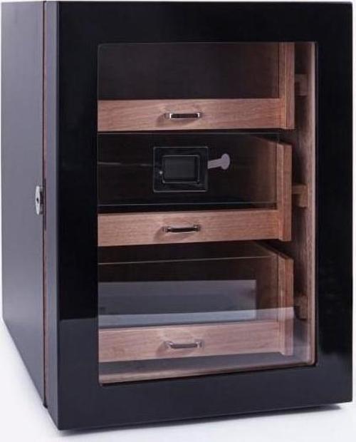 Humidor / Üç Katlı Puro Saklama Kutusu - Siyah 0119