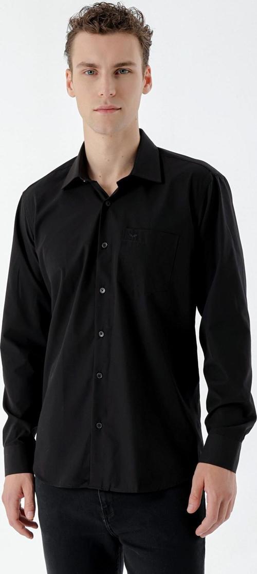  Erkek Siyah Basic Cepli Regular Fit Gömlek