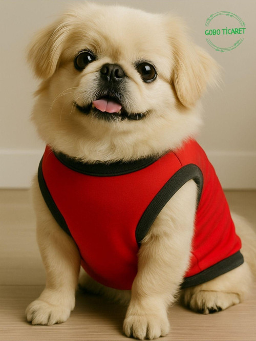 Sevimli Beyaz Ayıcık Aksesuarlı Aplikeli Kırmızı Kedi Köpek Kıyafeti Elbisesi