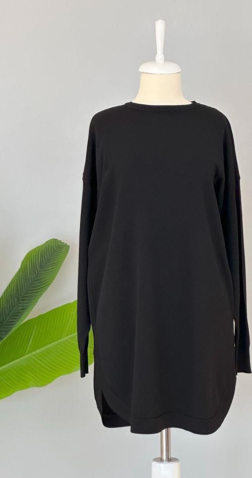 Nuss Merserize Oval Kesim Tunik 1200 Siyah