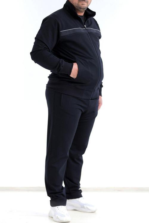 Büyük Beden Likralı Penye Erkek Eşofman Takımı Lacivert