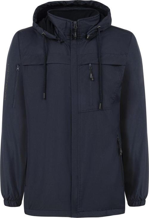 Erkek Kapüşonlu Rüzgar Geçirmez Cep Detaylı İçi Polar Kışlık Mont Lacivert Rmnt01