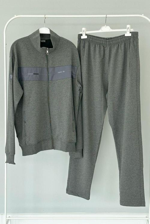 Büyük Beden Likralı Penye Erkek Eşofman Takımı 2712 Gri