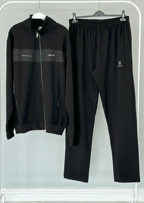 Büyük Beden Likralı Penye Erkek Eşofman Takımı 2712 Siyah