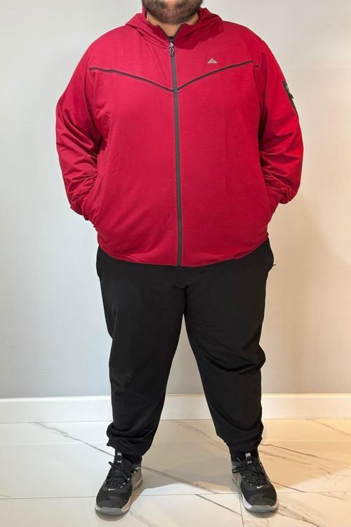 Özel Üretim Büyük Beden Ekstra Battal Pamuklu Erkek Eşofman Takımı 24722 Bordo