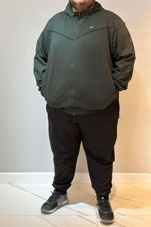 Özel Üretim Büyük Beden Ekstra Battal Pamuklu Erkek Eşofman Takımı 24722 Haki