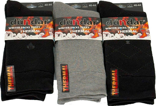 Erkek 40-44 Kışlık Termal Çorap 3'Lü Paket Dndr-03 Gri Siyah