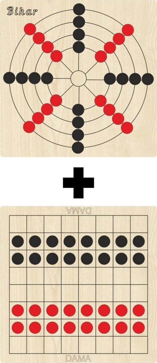 Ahşap Dama + Bihar Akıl, Zeka, Strateji Ve Beceri Oyunları Seti