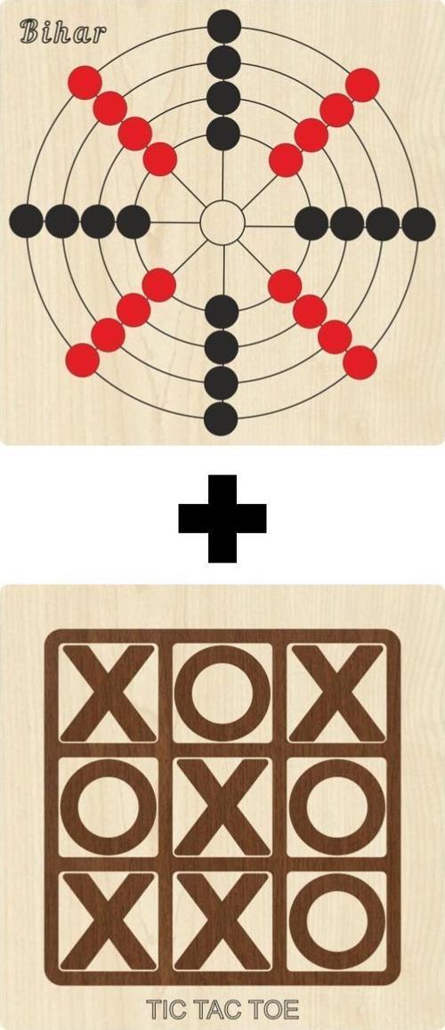 Ahşap Tic-tac-toe + Bihar Akıl, Zeka, Strateji Ve Beceri Oyunları Seti