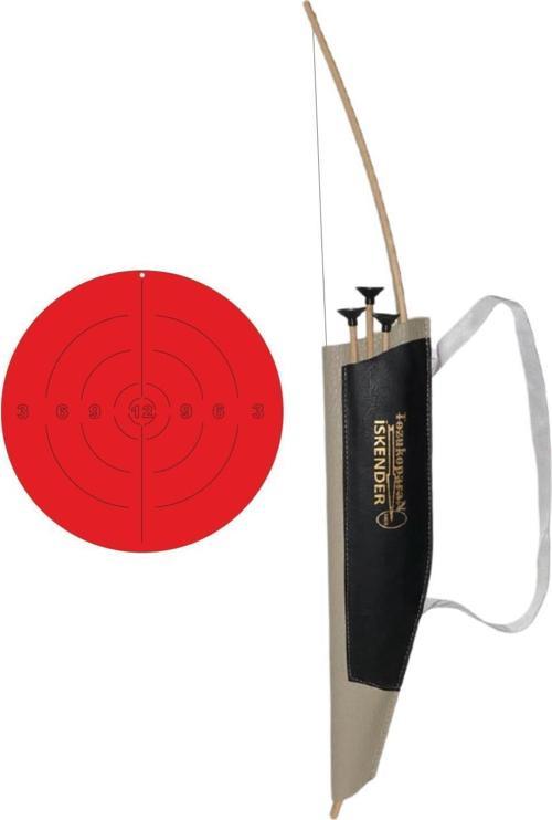 Doğal Ahşap Ok Yay Seti, Yay + 3 Adet Ok + Sadaklı Taşıma Çantası + Ahşap Hedef