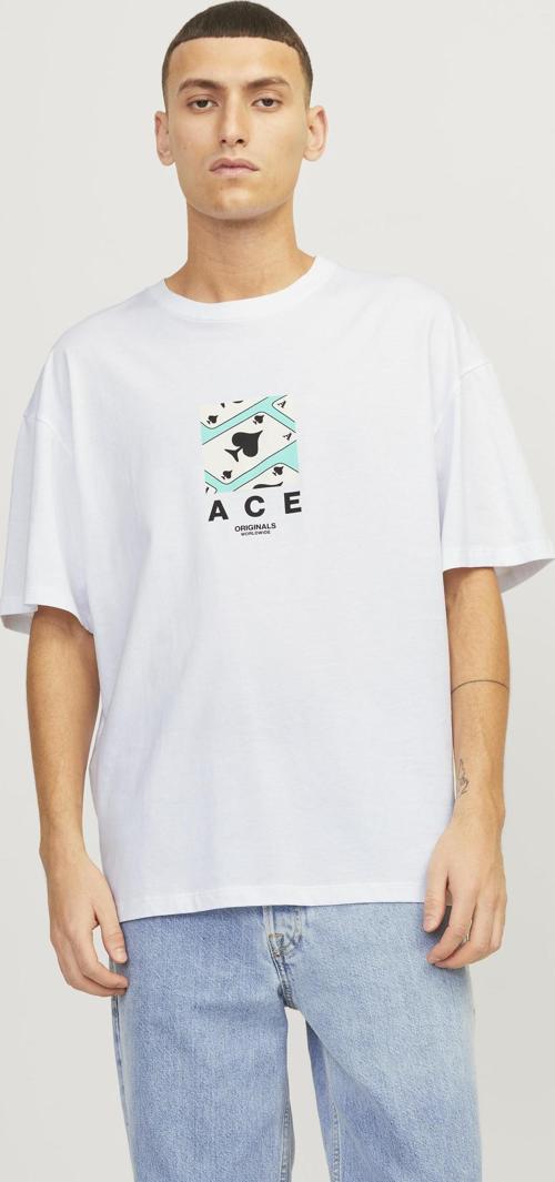 Jack Jones Jorblockpop Tee Ss Crew Neck Tg Ln Erkek Beyaz Tshirt 12254169-01