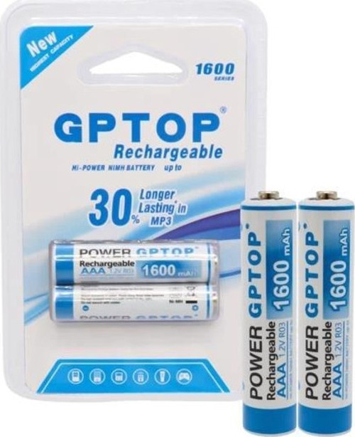 PM-9539 Şarjlı 1600 mAh 1.2V İnce Kalem AAA Pil (2'li Paket)