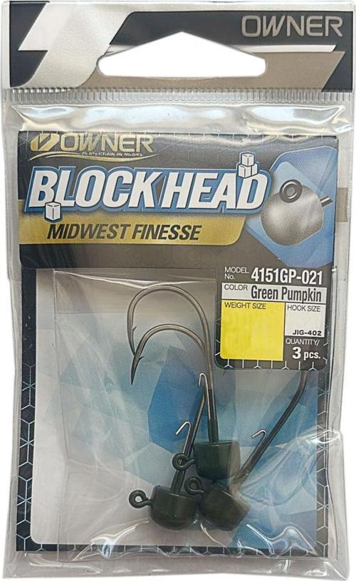 4151GP Block Green Pumpkin Jig Head  3/16oz (5.3gr) - 1 no - 3 Adet