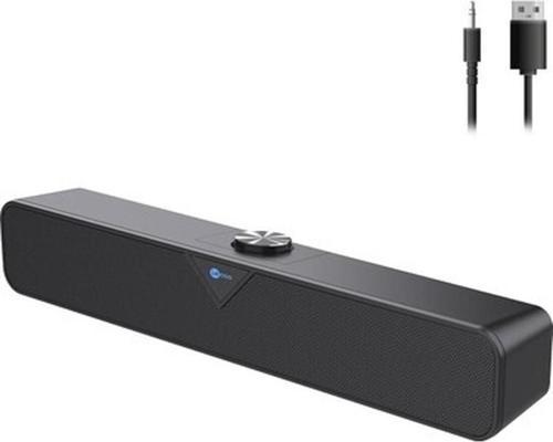DS102 Kablolu Usb/aux 6W Tak Çalıştır Kolay Kurulum Yüksek Çözünürlüklü Stereo Surround Ses Tv/pc/telefon/tablet Geniş Uyum Kompakt Soundbar Taşınabilir Hoparlör Siyah