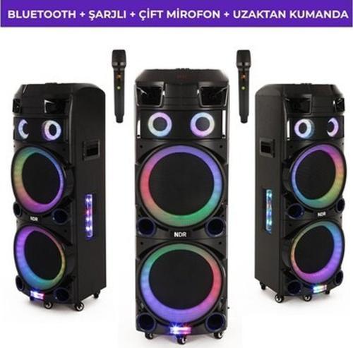 -7022 3000W Taşınabilir Karaoke Hoparlör – Çift Mikrofonlu Rgb LED Işıklı