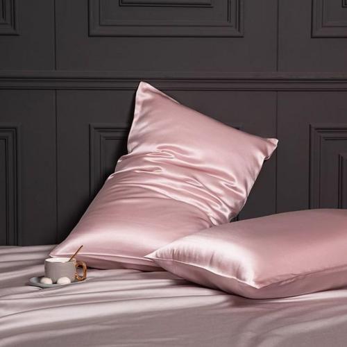 Büro Ev Ofis için 2PARÇA 50X70CM Pembe İpek Saten Antibakteriyel Terletmez Yastık Kılıf Seti