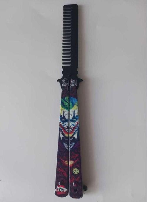 Büro Ev Ofis Kişisel Saç Bakımı için 21CM Metal Açılır Kelebek Stil Joker Motifli Tarak