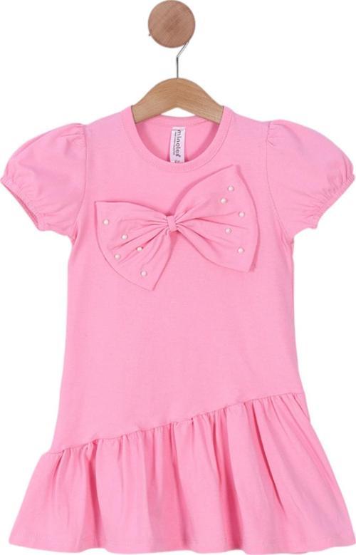 Fiyonklu İnicili Süprem Elbise Pembe