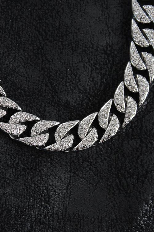 Bakımlı Erkek için Silver Pirinç Zirkonlu Cuba Gurmet Erkek Kolye