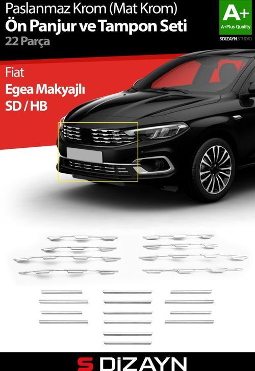 Fiat Egea Krom Ön Panjur ve Tampon Çıta Seti Diamond Model 22 Prç. 2020 Üzeri (Mat Krom)